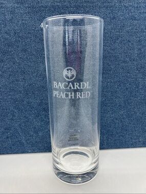 Bacardi Peach Red Tall Clear Glass Cocktail Pitcher NWOT